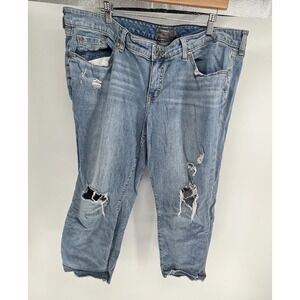 Torrid‎ Jeans 16 Boyfriend Crop Straight Raw Hem Denim Stretch